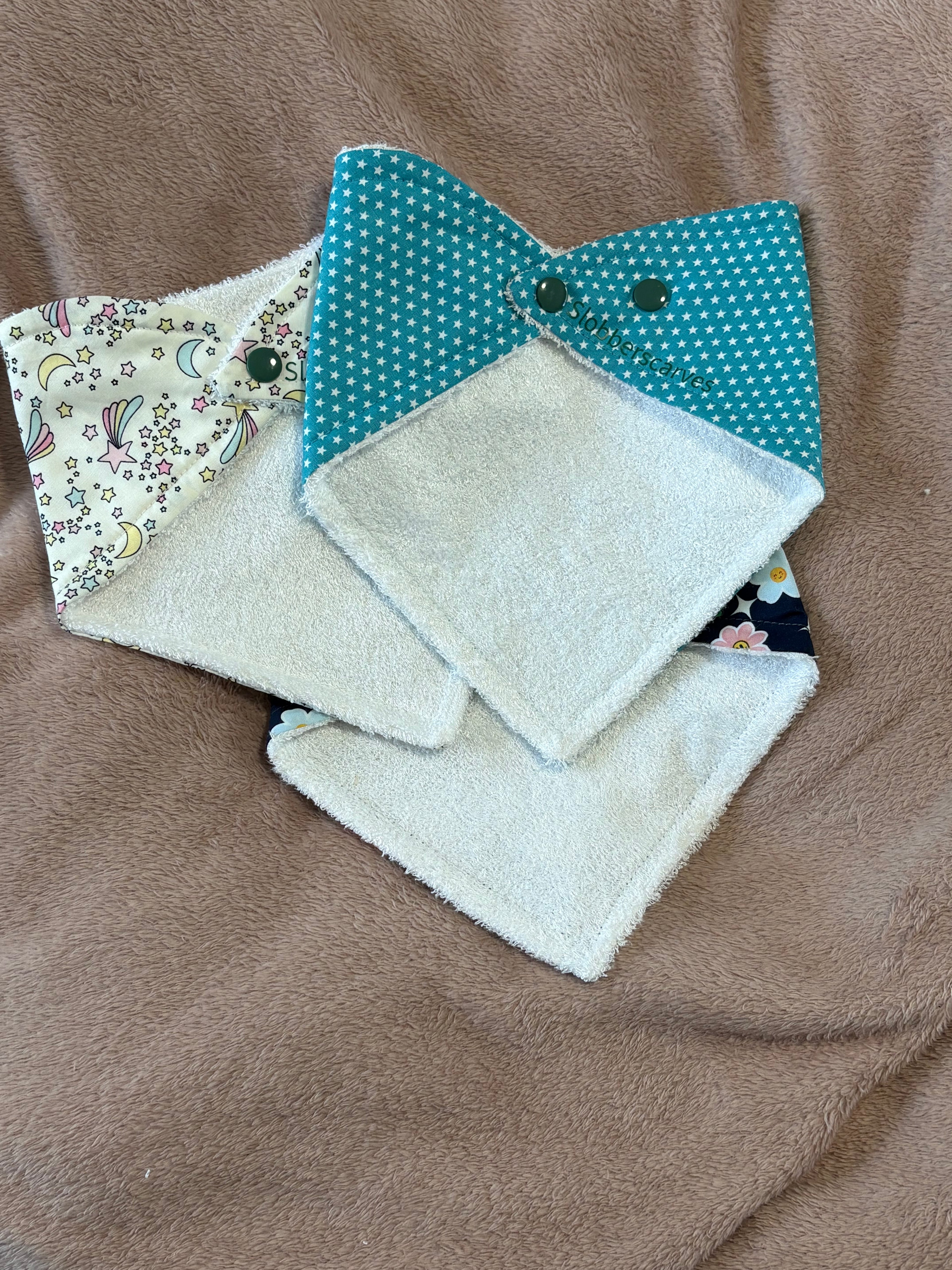 Navy Flowers & Stars Bandana Style Dribble Bibs