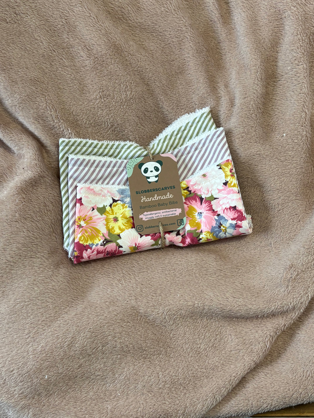 Bold Flowers & Stripes Bandana Style Dribble Bibs