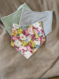 Bold Flowers & Stripes Bandana Style Dribble Bibs