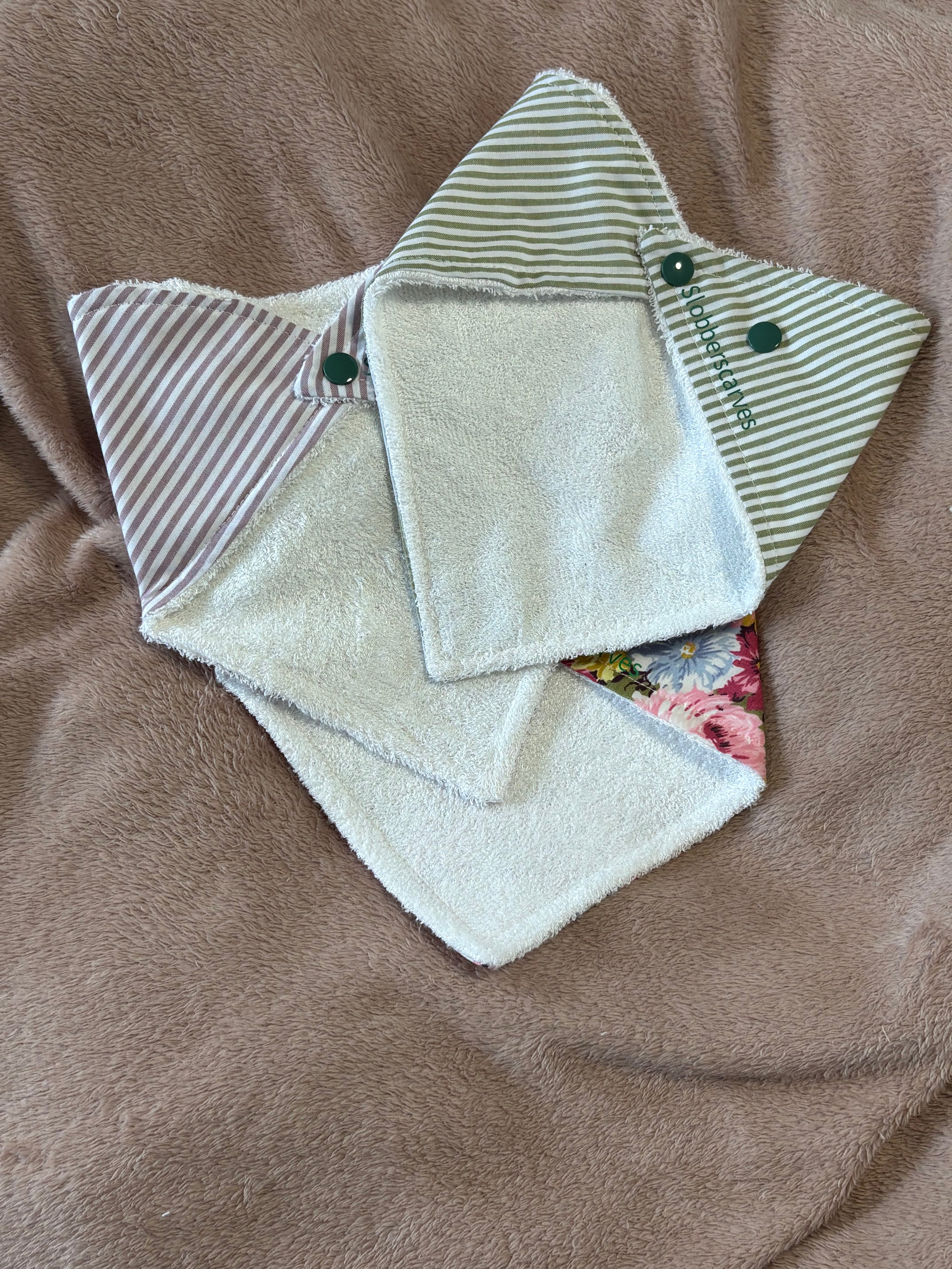 Bold Flowers & Stripes Bandana Style Dribble Bibs