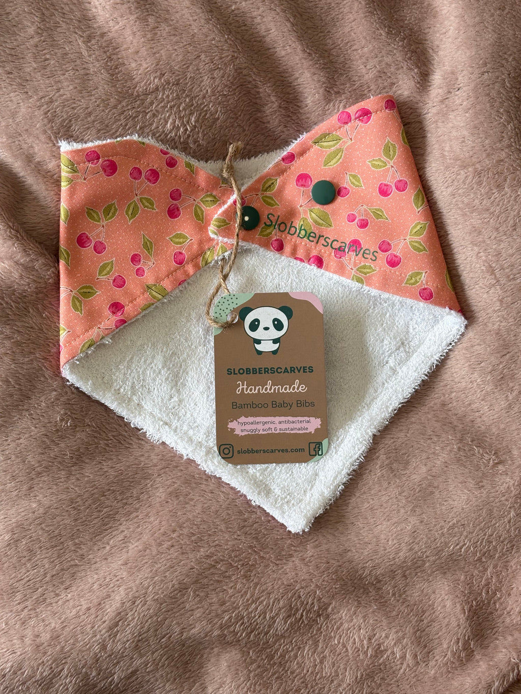 Cherries Bandana Style Bamboo Dribble Bib