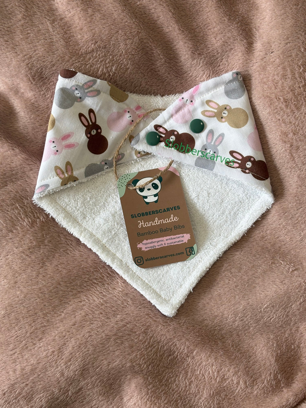 Bunnies Bandana Style Bamboo Dribble Bib