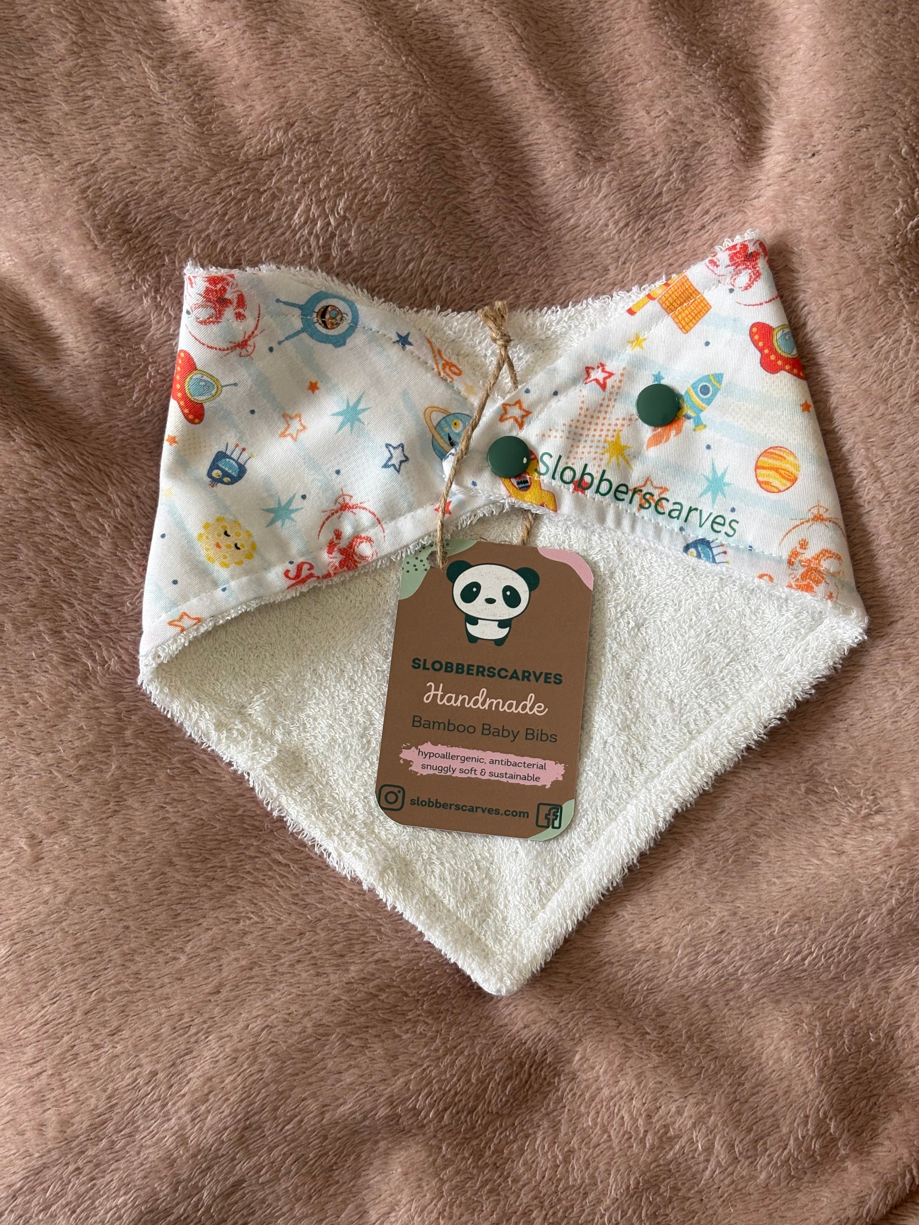 Retro Space Bandana Style Bamboo Dribble Bib