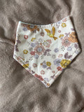 Peach Floral & Birds Bandana Style Bamboo Dribble Bib