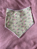 Green Tiny Roses Bandana Style Bamboo Dribble Bib