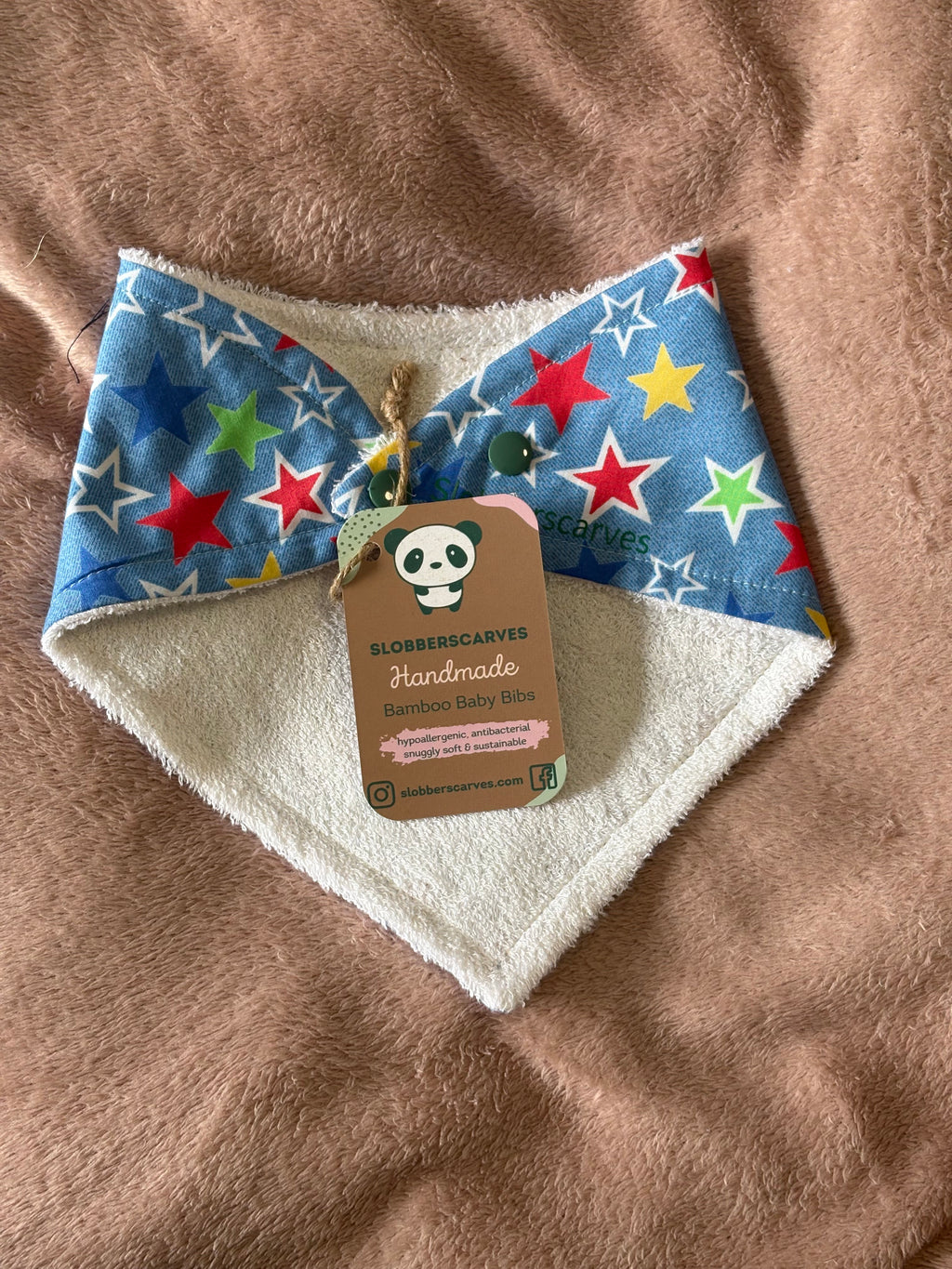 Bold Stars Bandana Style Bamboo Dribble Bib