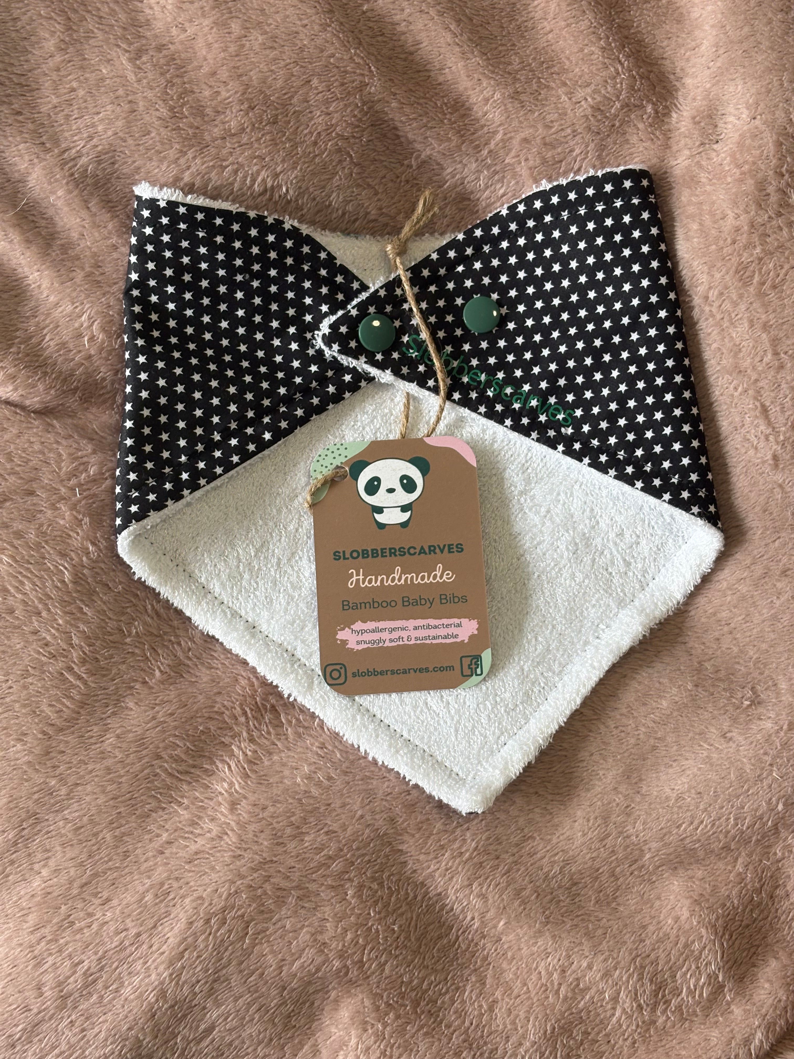 Black Tiny Stars Bandana Style Bamboo Dribble Bib