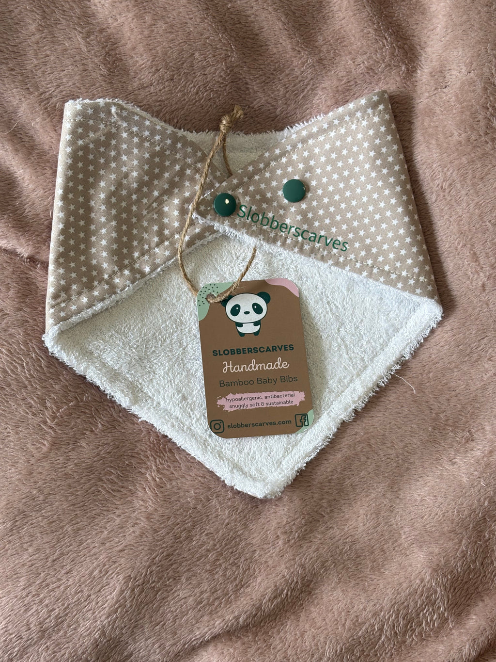 Beige Tiny Stars Bandana Style Bamboo Dribble Bib