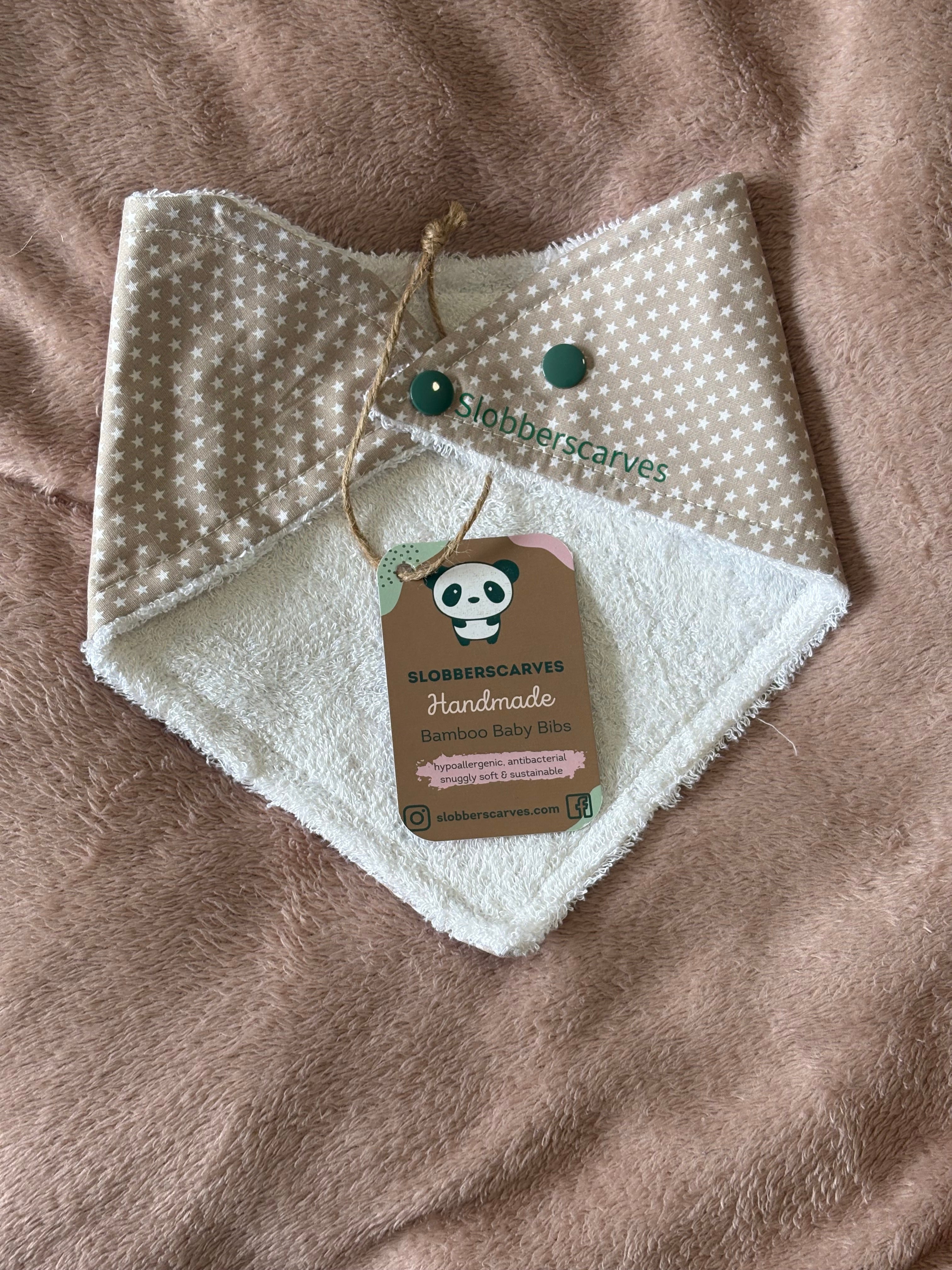 Beige Tiny Stars Bandana Style Bamboo Dribble Bib