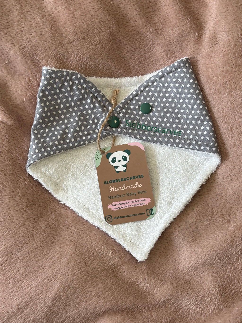 Grey Tiny Stars Bandana Style Bamboo Dribble Bib