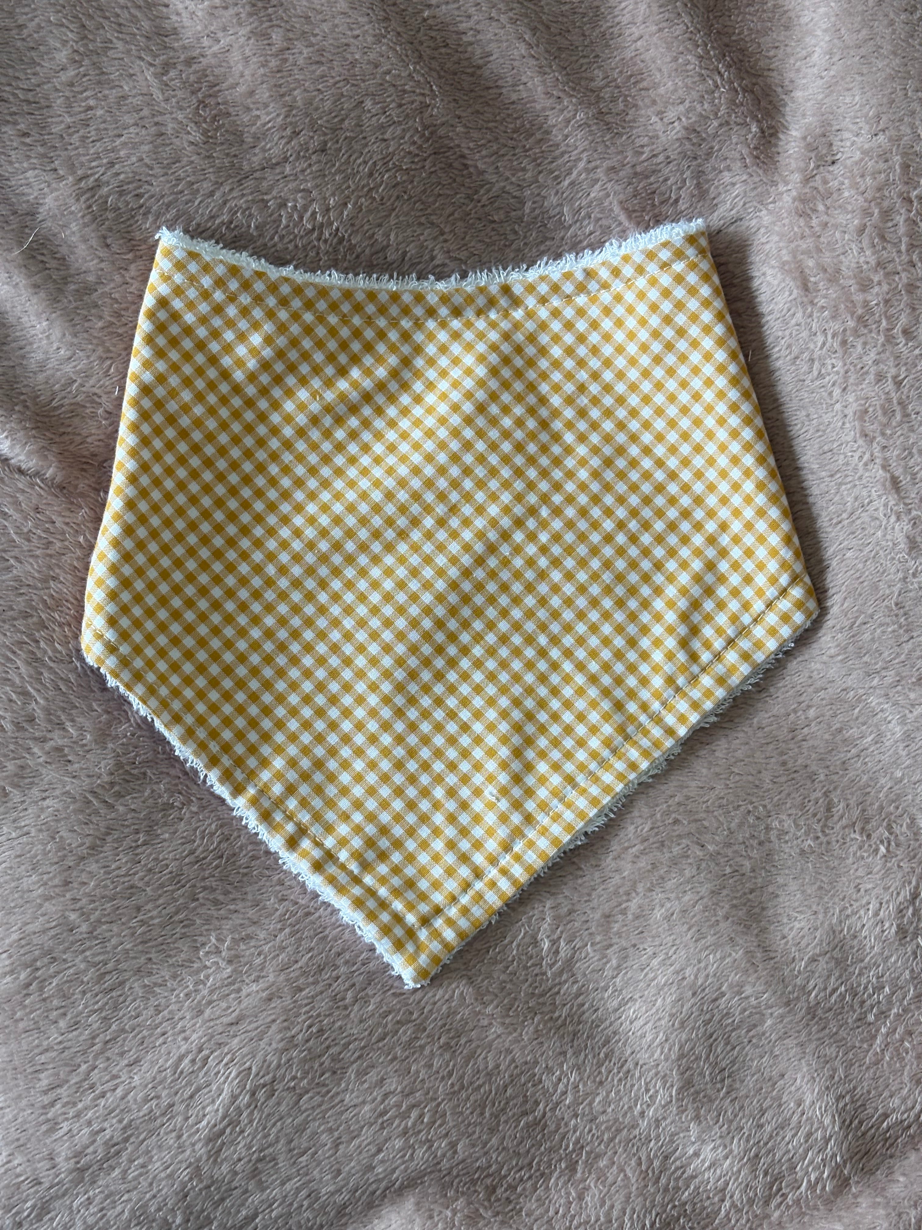 Yellow Gingham Bandana Style Bamboo Dribble Bib