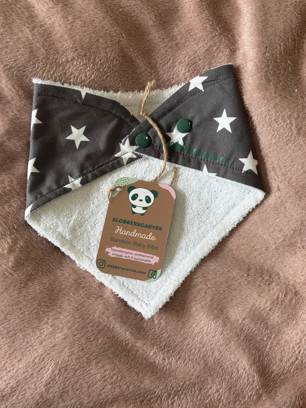 Grey Stars Bandana Style Bamboo Dribble Bib