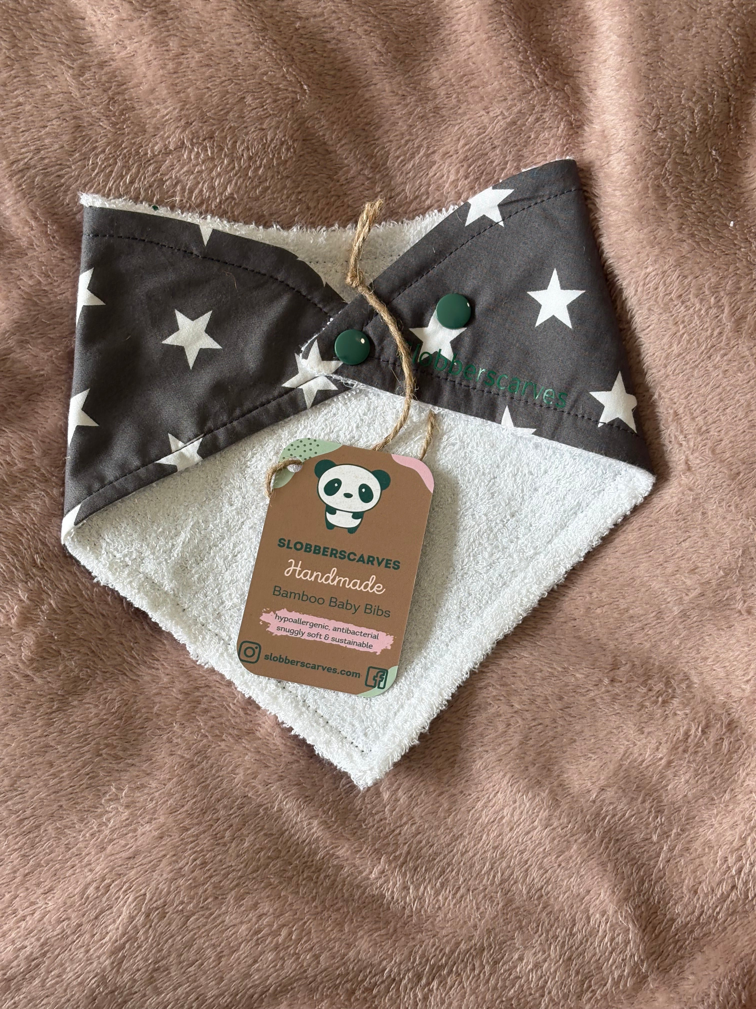 Grey Stars Bandana Style Bamboo Dribble Bib