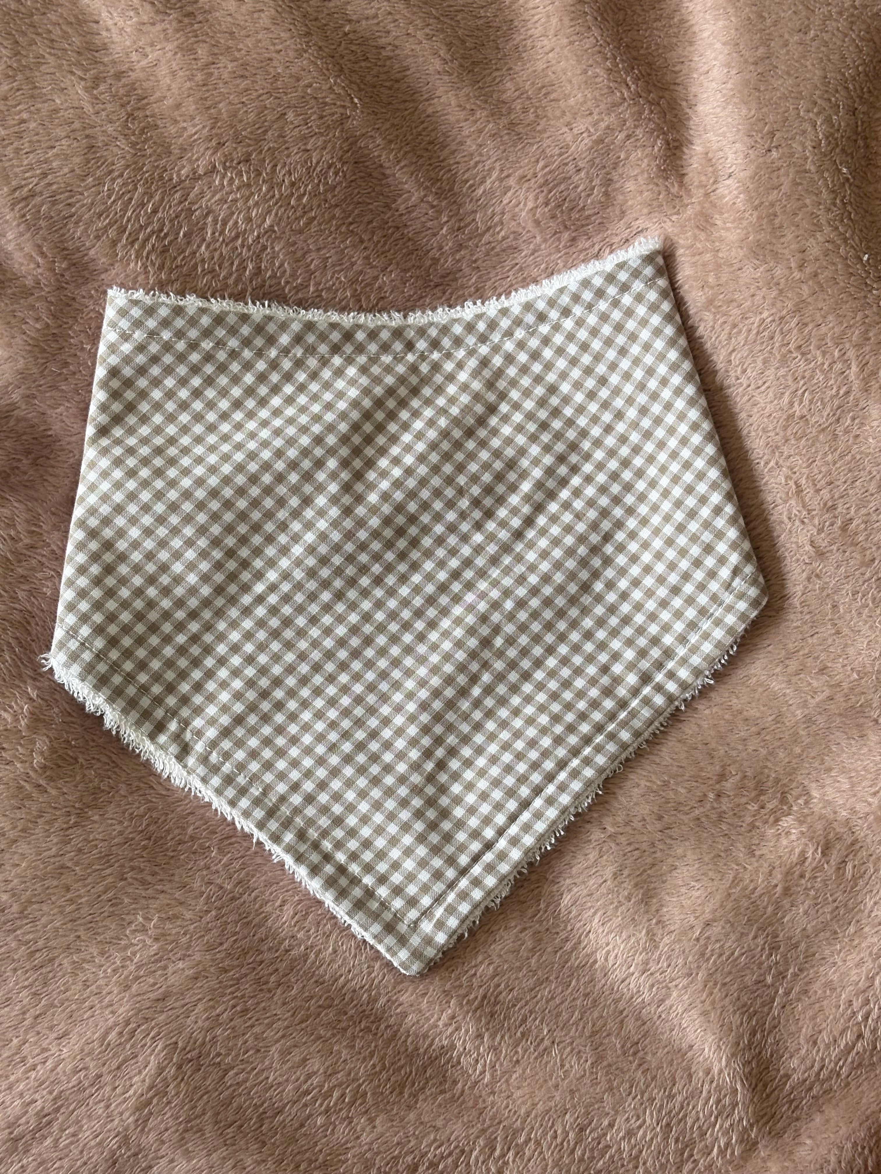 Stone Gingham Bandana Style Bamboo Dribble Bib