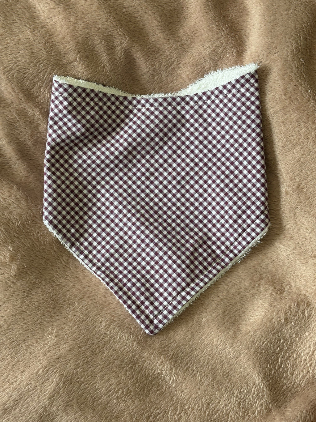 Plum Gingham Bandana Style Bamboo Dribble Bib