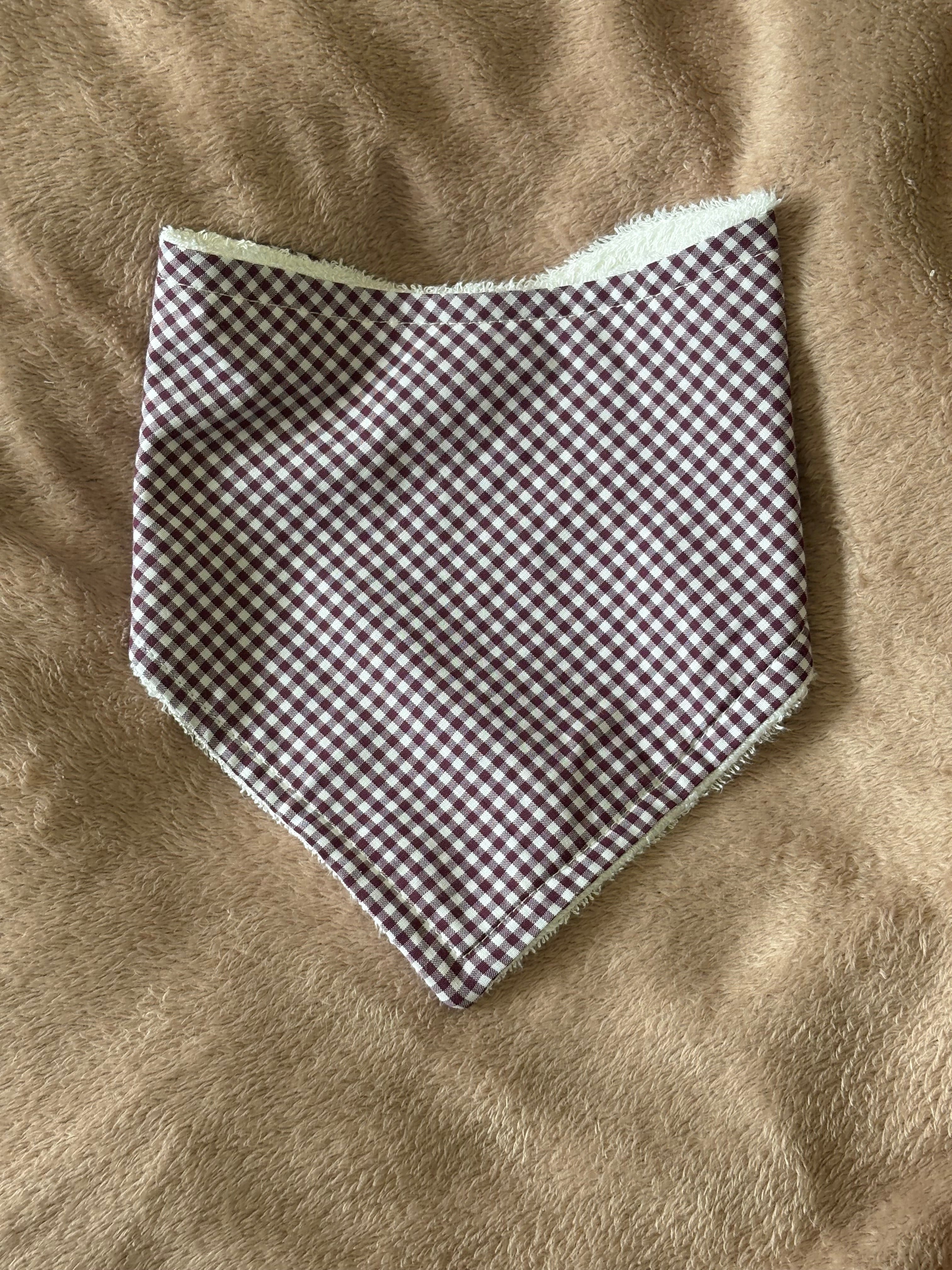 Plum Gingham Bandana Style Bamboo Dribble Bib