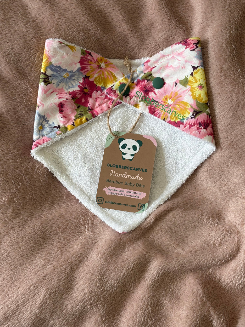 Bold Floral Bandana Style Bamboo Dribble Bib