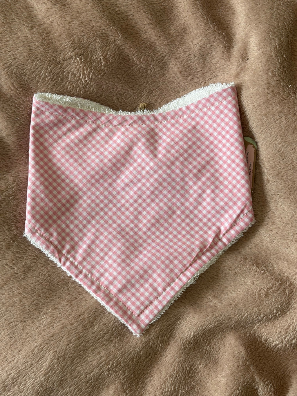 Pink Gingham Bandana Style Bamboo Dribble Bib