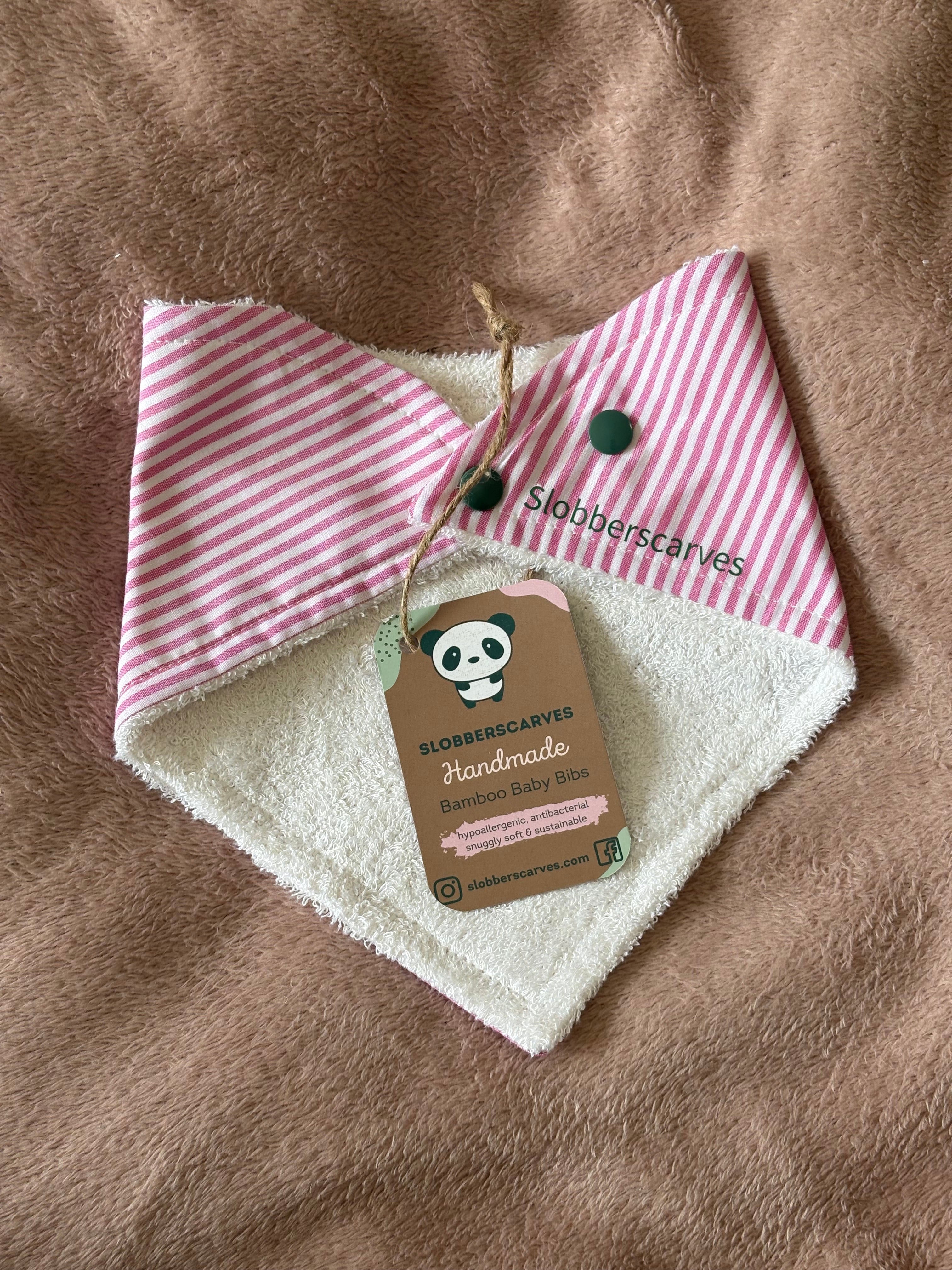 Pink Stripes Bandana Style Bamboo Dribble Bib