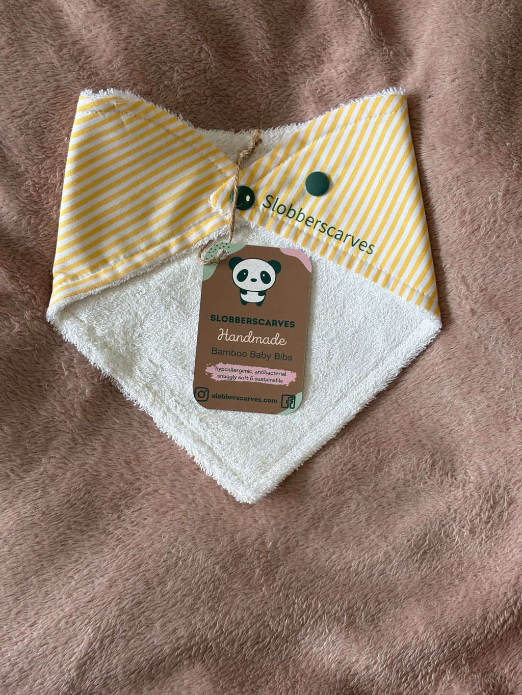 Yellow Stripes Bandana Style Bamboo Dribble Bib