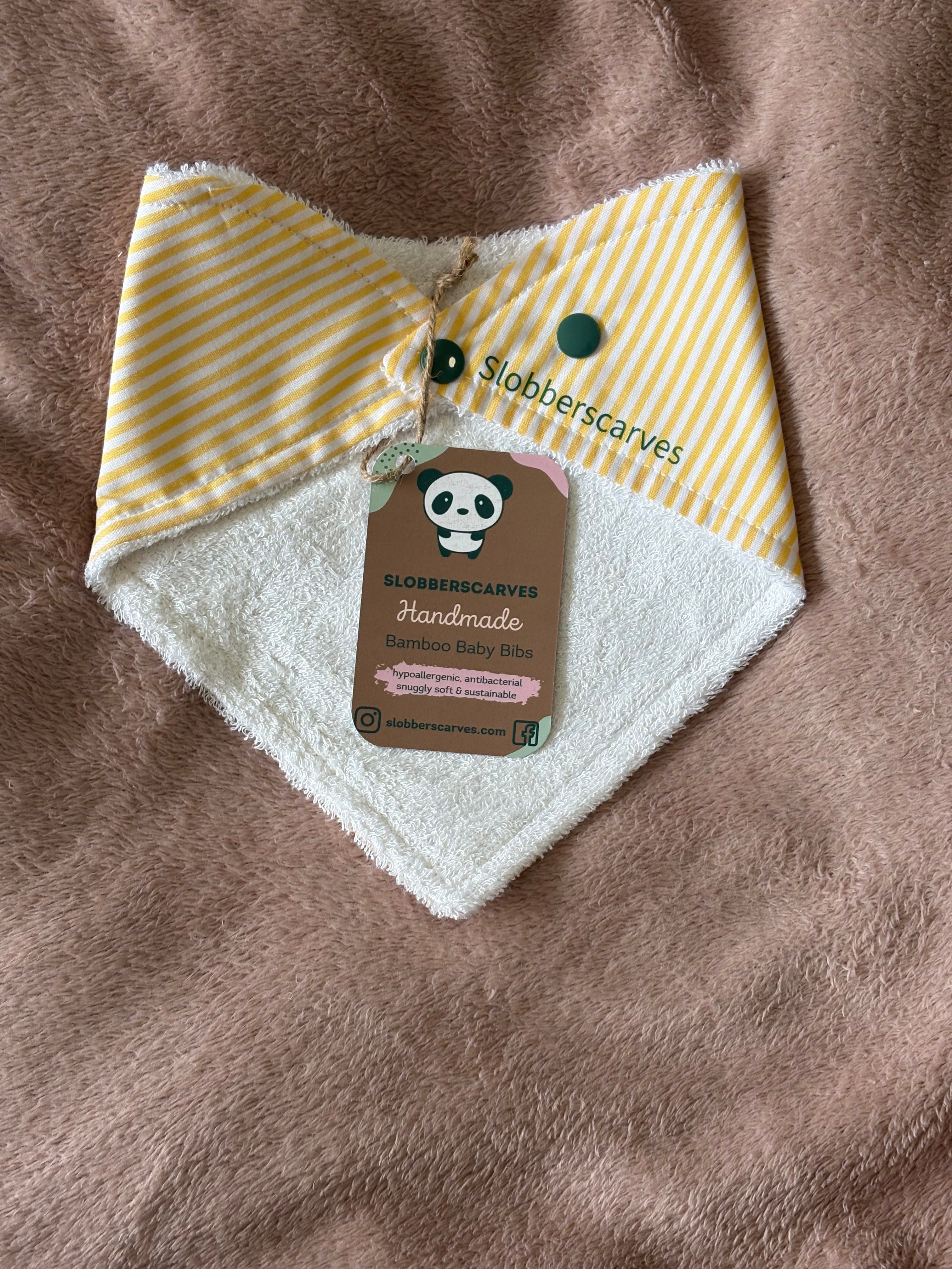 Yellow Stripes Bandana Style Bamboo Dribble Bib