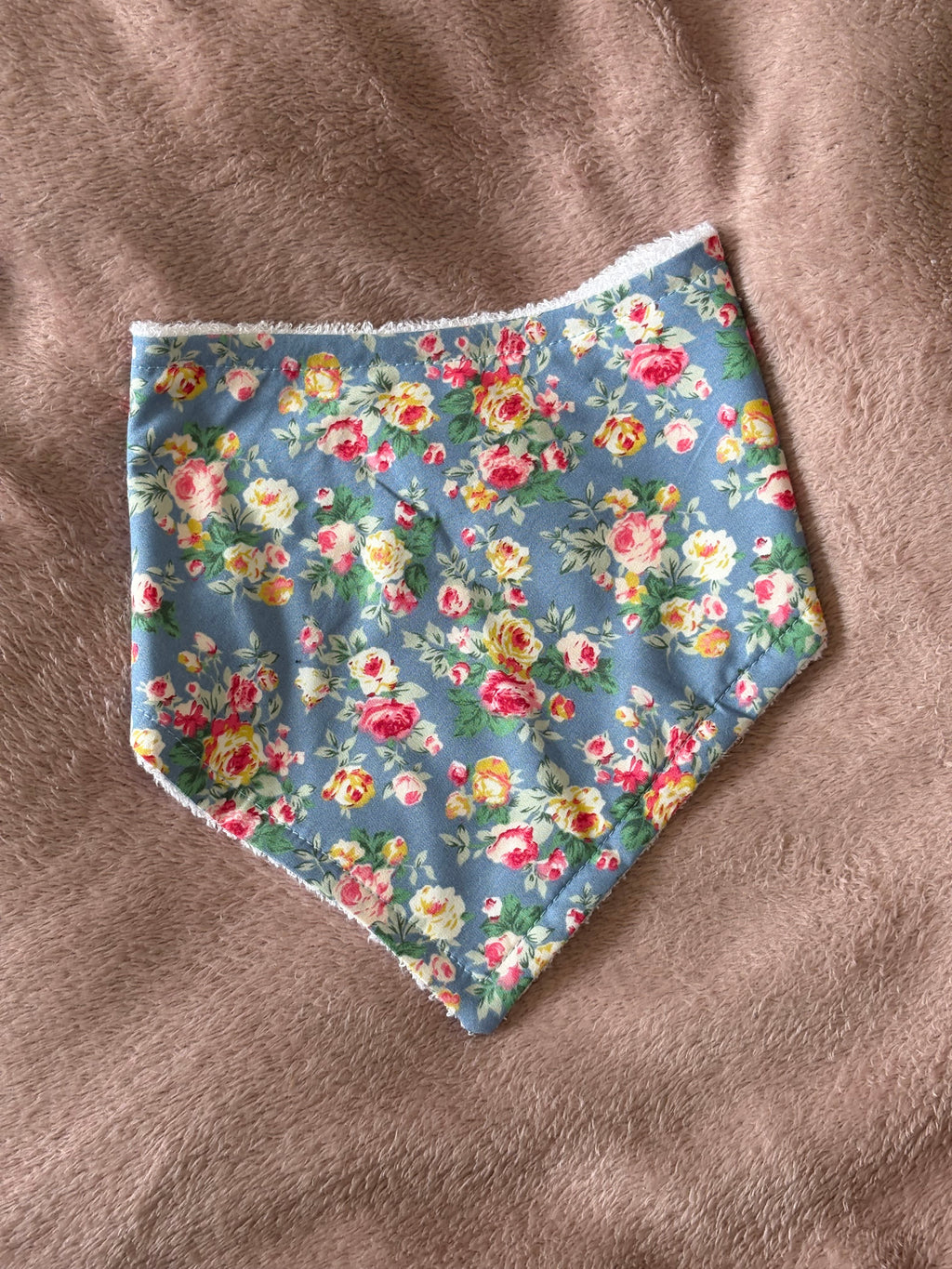 Blue Floral Bandana Style Bamboo Dribble Bib