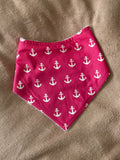 Pink Anchors Bandana Style Bamboo Dribble Bib