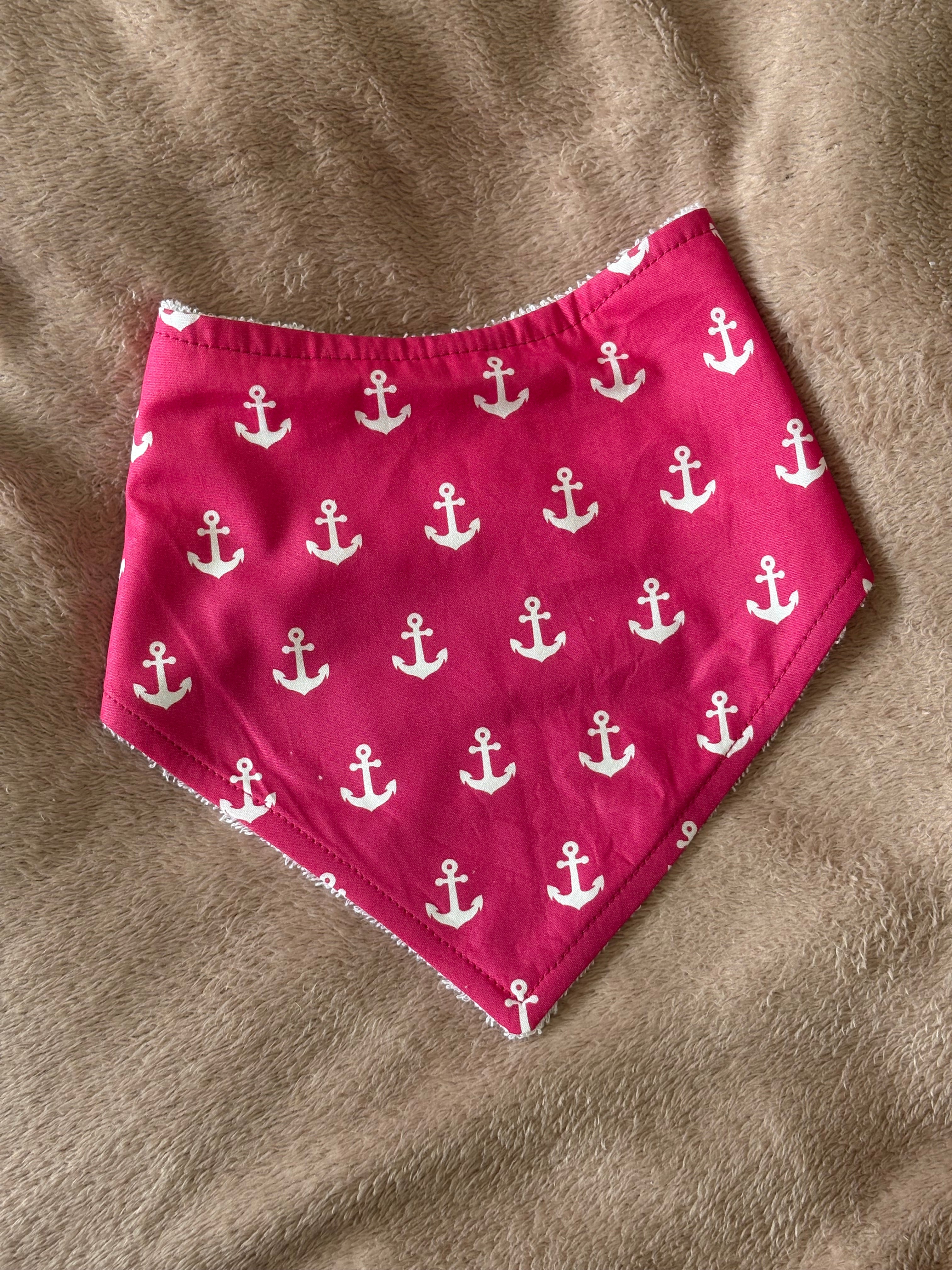 Pink Anchors Bandana Style Bamboo Dribble Bib