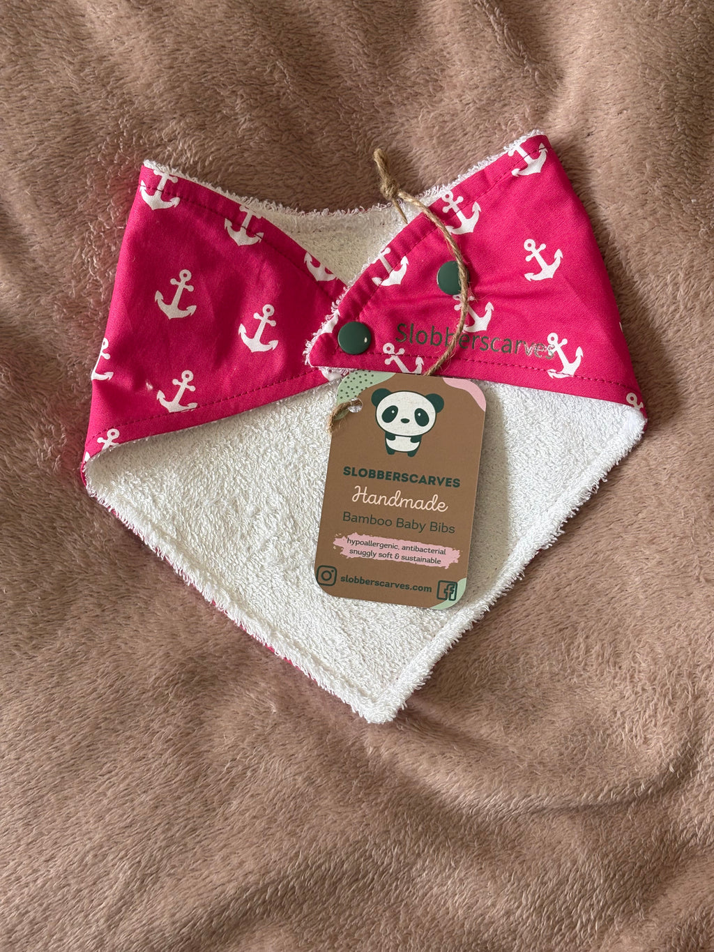 Pink Anchors Bandana Style Bamboo Dribble Bib