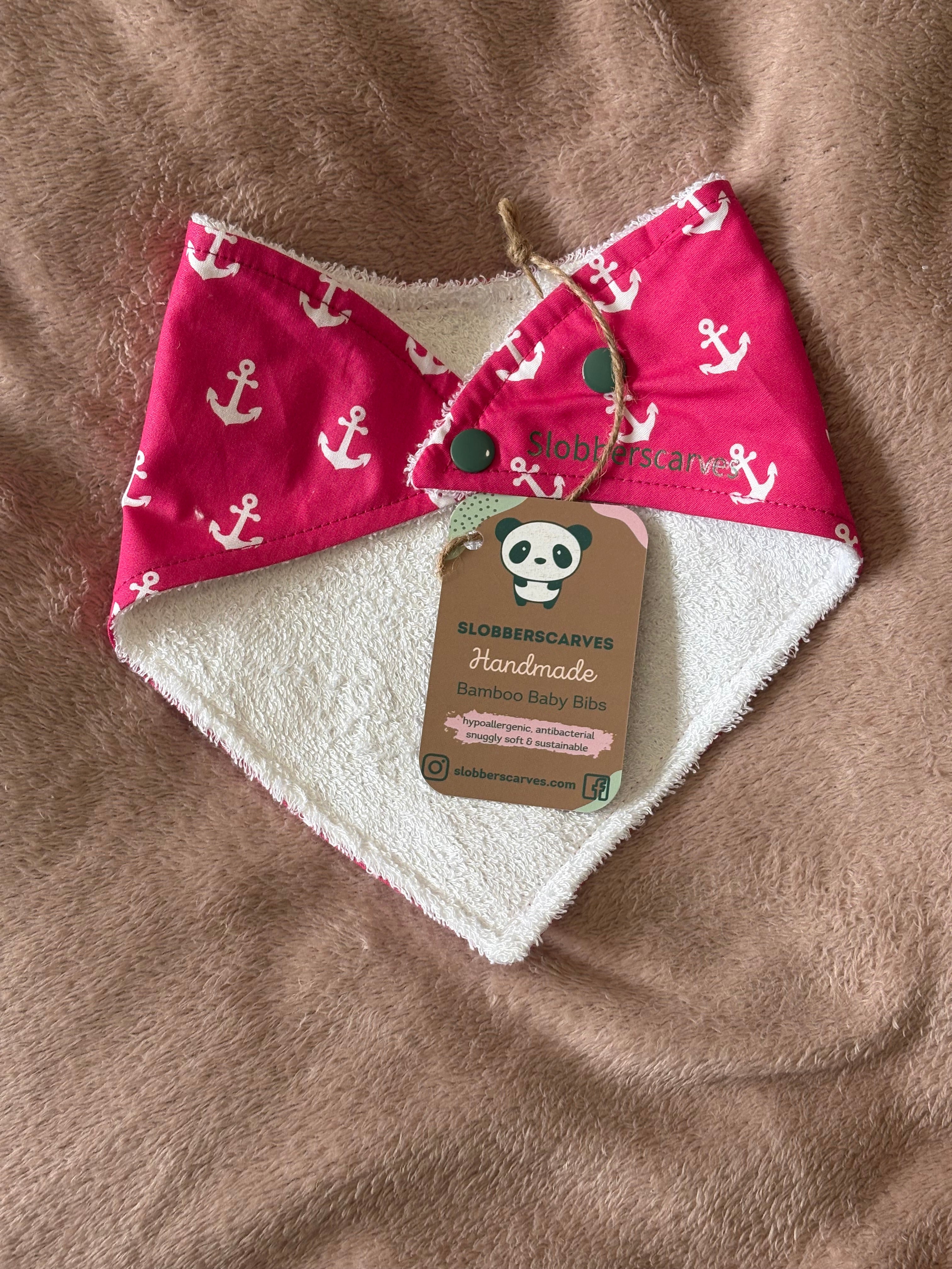 Pink Anchors Bandana Style Bamboo Dribble Bib