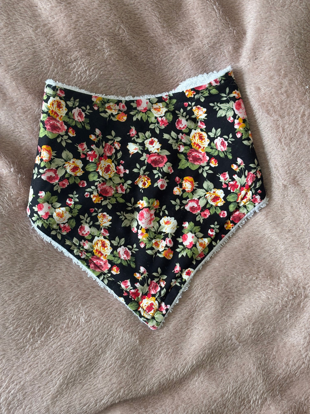 Black Floral Bandana Style Bamboo Dribble Bib