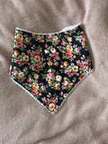 Black Floral Bandana Style Bamboo Dribble Bib